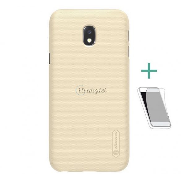 Protector de telefon din plastic NILLKIN SUPER FROSTED (cauciucat, suprafață aspră + folie de protecție a ecranului) GOLD Samsung Galaxy J3 (2017) SM-J330 EU