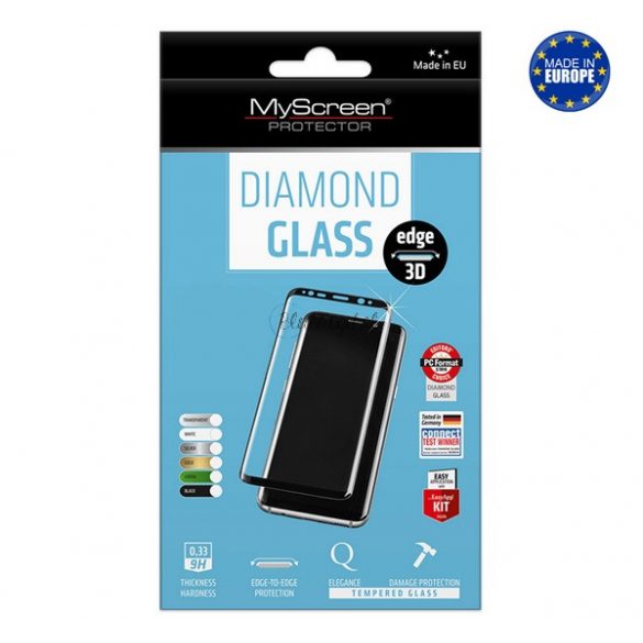 Sticlă de protecție pentru ecran MYSCREEN DIAMOND GLASS EDGE (copertă completă 3D, curbată, rezistentă la zgârieturi, 0,33 mm, 9H) NEGRU Samsung Galaxy S6 EDGE+ (SM-G928)