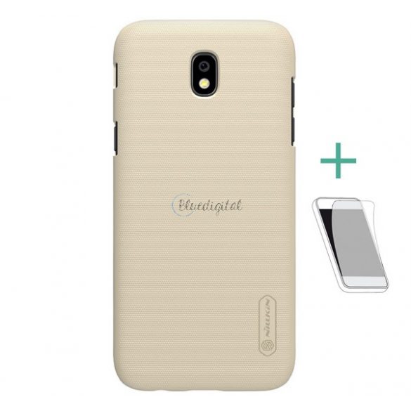 Protector de telefon din plastic NILLKIN SUPER FROSTED (cauciucat, suprafață aspră + folie de protecție a ecranului) GOLD Samsung Galaxy J7 (2017) SM-J730