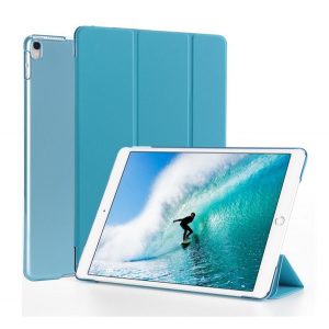 Carcasă în picioare, efect piele (FLIP activ, deschidere laterală, TRIFOLD, suport de birou) ALBASTRU DESCHIS Apple IPAD Pro 10.5 (2017), Apple IPAD Air 2019 (Air 3)