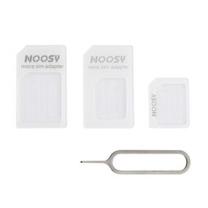 Adaptor SIM NOOSY (convertă cartela Nano SIM în Micro SIM și card de dimensiune normală, ejector de card) ALB