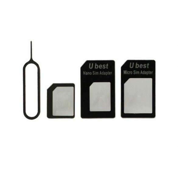 Adaptor SIM NOOSY (convertă o cartelă Nano SIM într-un Micro SIM și o cartelă de dimensiune normală, dispozitiv de ridicare a cardului) NEGRU