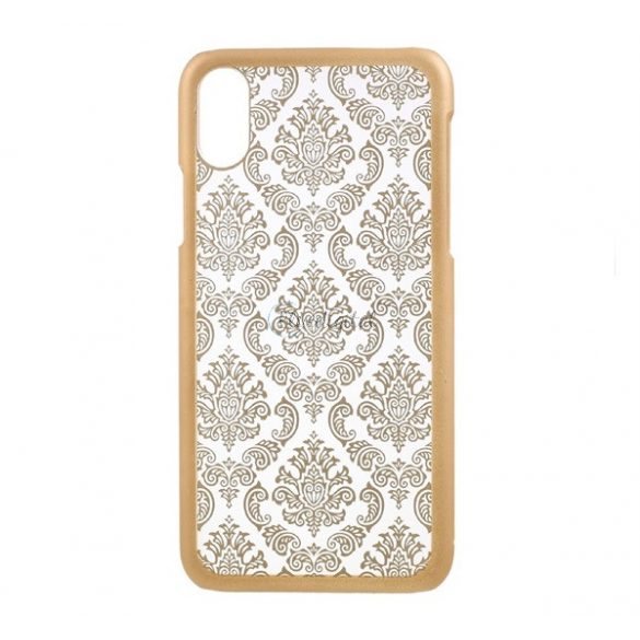 Protector de telefon din plastic (model de flori damasc) GOLD Apple iPhone X 5.8, Apple iPhone XS 5.8