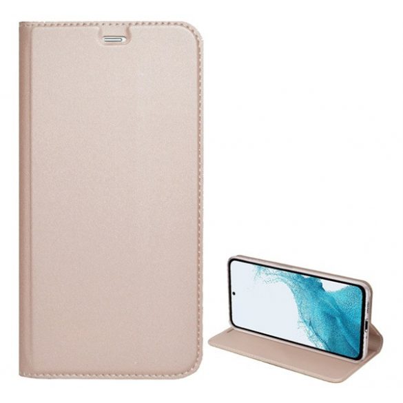 Husă în picioare, efect piele (FLIP, deschidere laterală, funcție de suport pentru birou) ROSE GOLD 2 Apple iPhone X 5.8, Apple iPhone XS 5.8