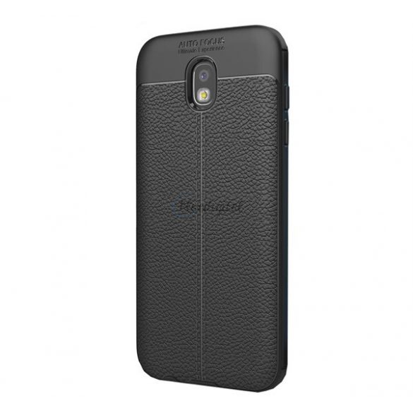 Protectie de telefon din silicon (rezistenta medie la impact, efect piele, model de cusaturi) NEGRU Samsung Galaxy J3 (2017) SM-J330 EU