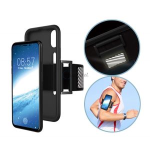 Protectie de telefon din silicon (banda de brat, banda reflectorizanta, SPORT) NEGRU Apple iPhone X 5.8, Apple iPhone XS 5.8