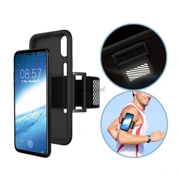 Protectie de telefon din silicon (banda de brat, banda reflectorizanta, SPORT) NEGRU Apple iPhone X 5.8, Apple iPhone XS 5.8