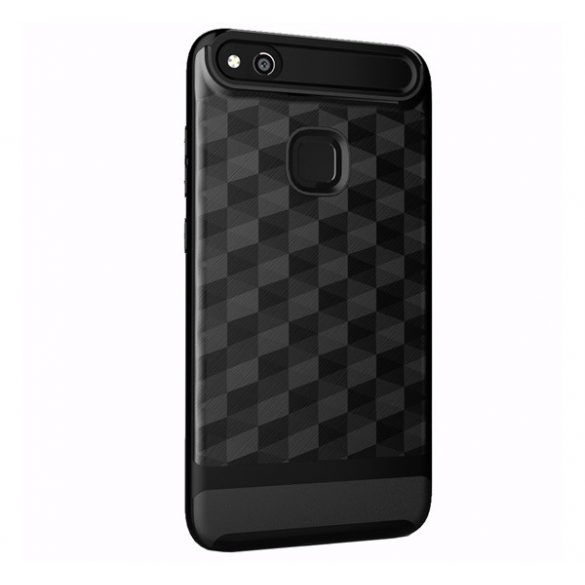 Protecție din plastic pentru telefon Defender (rezistență medie la impact, interior din silicon, 3D, model diamant) negru Huawei P10 Lite