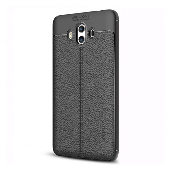 Protector de telefon din silicon (rezistenta la impact mediu, efect piele, model de cusaturi) NEGRU Huawei Mate 10