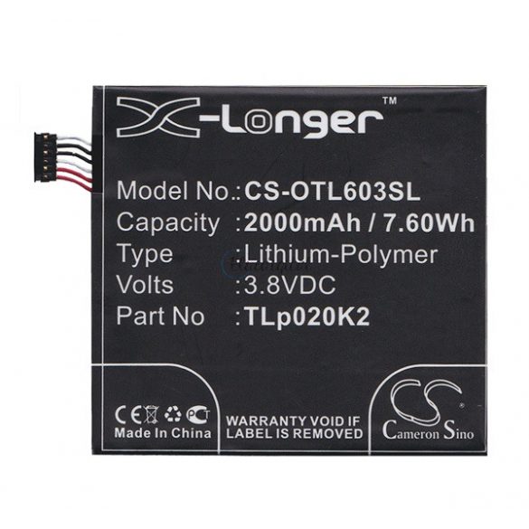 Baterie CAMERON SINO Li-Polymer (3.8V/2000mAh, compatibil cu Alcatel C2000023C2) NEGRU Alcatel Idol 3 4.7 (OT-6039)