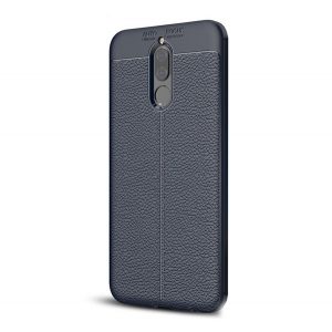 Husă silicon pentru telefon (rezistent la impact mediu, efect de piele, model de cusături) CUTTING albastruHuawei Mate 10 Lite