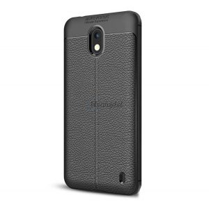 Protectie din silicon pentru telefon (rezistenta la impact mediu, efect piele, model cusaturi) NEGRU Nokia 2