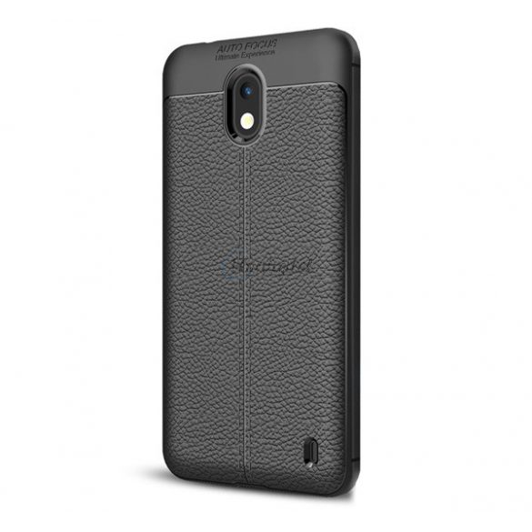 Protectie din silicon pentru telefon (rezistenta la impact mediu, efect piele, model cusaturi) NEGRU Nokia 2