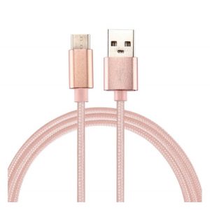 Cablu de date (USB - Type-C, 100cm, siret) ROSE GOLD