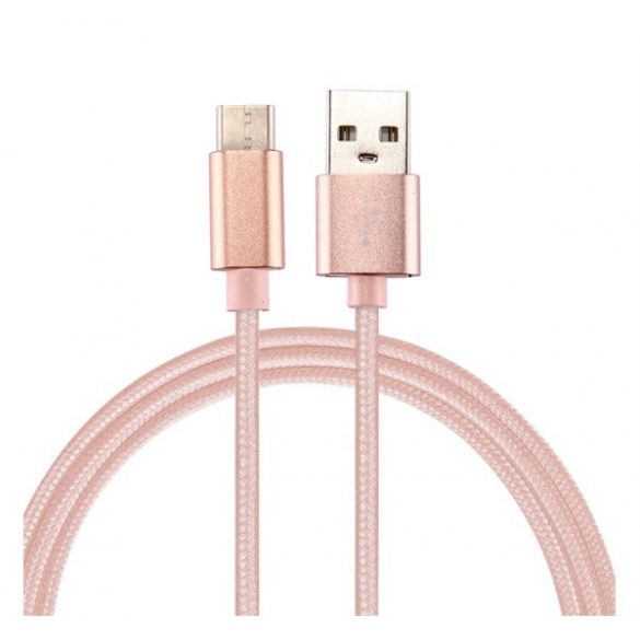 Cablu de date (USB - Type-C, 100cm, siret) ROSE GOLD