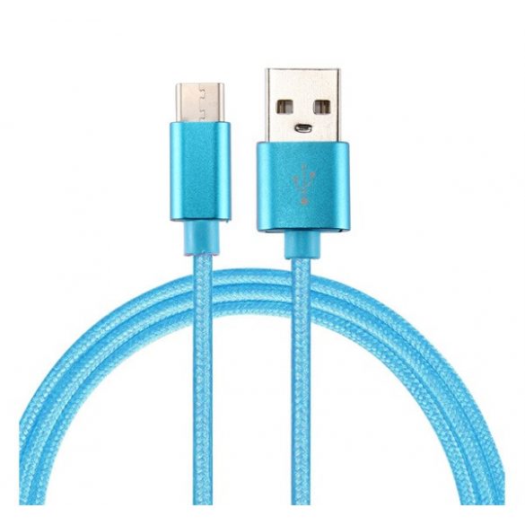 Cablu de date (USB - Type-C, 300cm, șiret) ALBASTRU DESCHIS