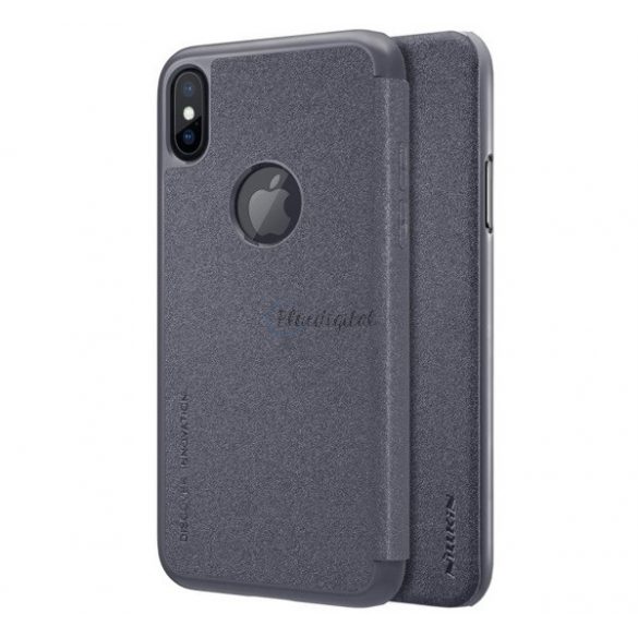 Protector de telefon din plastic NILLKIN SPARKLE (Flip cu efect de piele din microfibră, deschidere laterală, decupaj logo) NEGRU Apple iPhone X 5.8, Apple iPhone XS 5.8