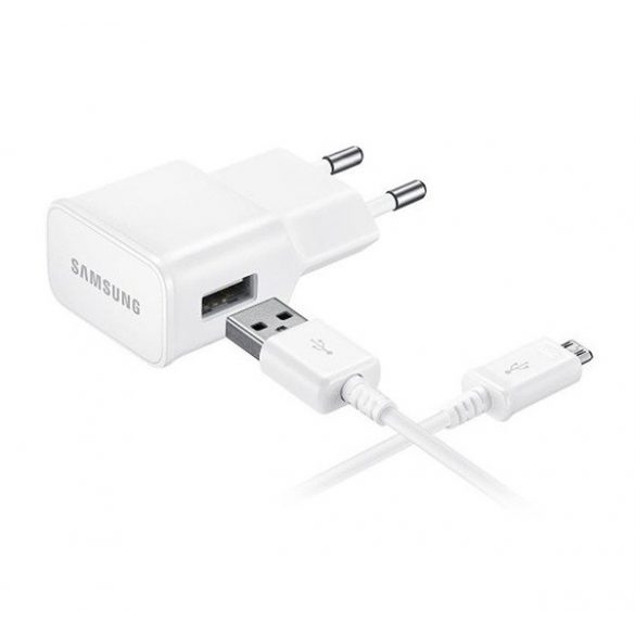 Încărcător de rețea SAMSUNG cu mufă USB (8W + cablu microUSB ECB-DU4AWE/ECB-DU68WE) ALB