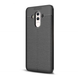 Husă silicon pentru telefon (rezistent la impact mediu, efect de piele, model de cusături) negru Huawei Mate 10 Pro