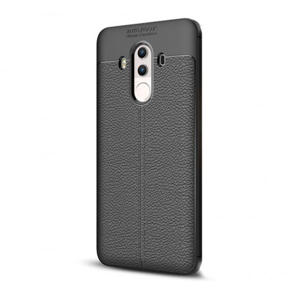 Husă silicon pentru telefon (rezistent la impact mediu, efect de piele, model de cusături) negru Huawei Mate 10 Pro