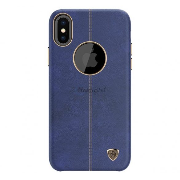 Protector de telefon din plastic NILLKIN ENGLON (efect de piele, model de cusut, decupaj logo) ALBASTRU ÎNCHIS Apple iPhone X 5.8, Apple iPhone XS 5.8