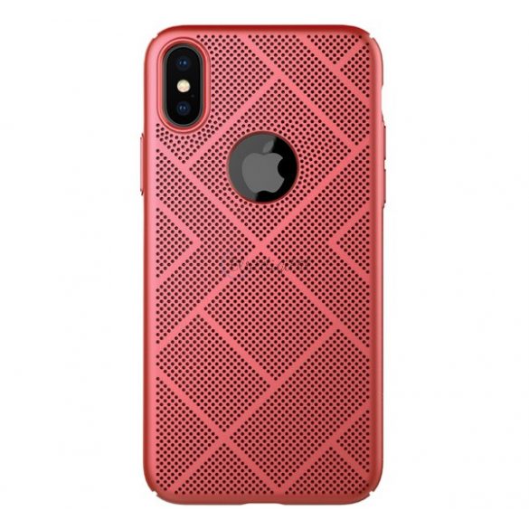 Protector de telefon din plastic NILLKIN AIR (cauciucat, perforat, decupaj logo) RED Apple iPhone X 5.8, Apple iPhone XS 5.8