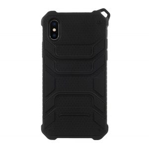 Protector de telefon din plastic (interior din silicon, rezistenta medie la impact, model de gauri, poate fi agatat de gat) NEGRU Apple iPhone X 5.8, Apple iPhone XS 5.8