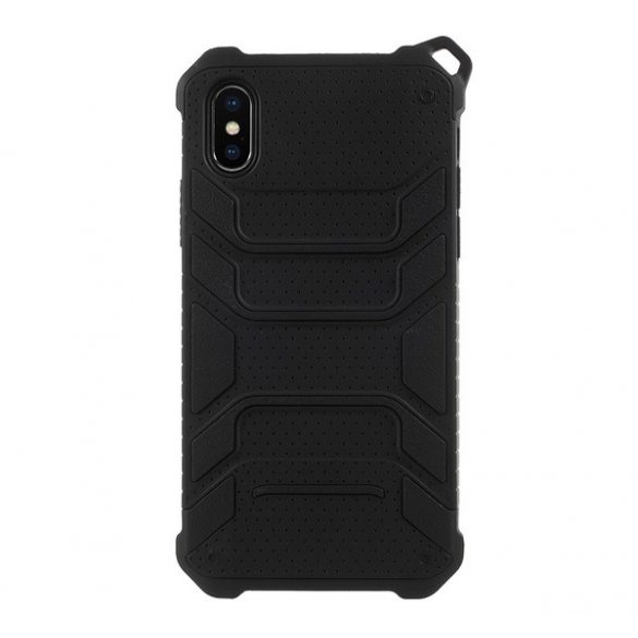 Protector de telefon din plastic (interior din silicon, rezistenta medie la impact, model de gauri, poate fi agatat de gat) NEGRU Apple iPhone X 5.8, Apple iPhone XS 5.8