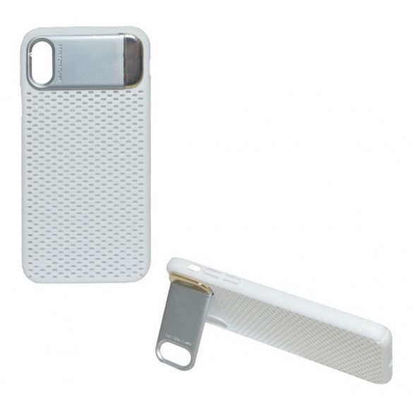 Protector de telefon din plastic (rezistent la impact mediu, suportabil, model perforat) ARGINTIU Apple iPhone X 5.8, Apple iPhone XS 5.8