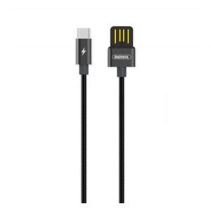 Cablu de date REMAX Serpent (USB - Type-C, încărcător rapid, 100cm, efect metalic) NEGRU