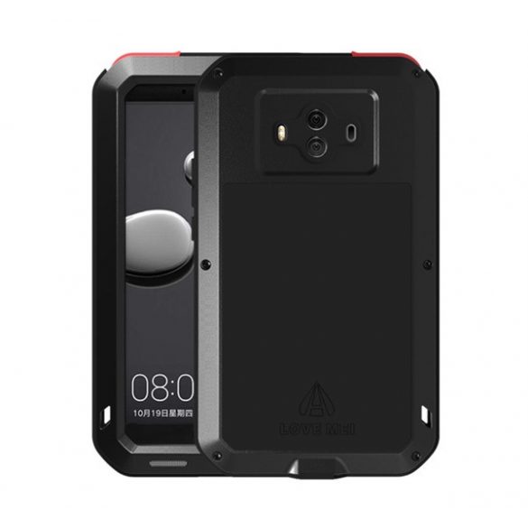 Cauciuc protector LOVE MEI defender telefon (rezistent la impact, cadru metalic) NEGRU Huawei Mate 10