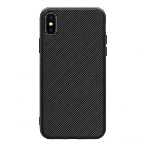 NILLKIN ETON plastic telefon protecție(cadru de silicon, built-in placa de metal, model de carbon) negru Apple iPhone X 5.8, Apple iPhone XS 5.8