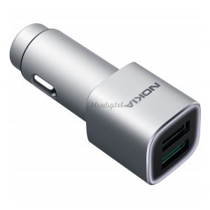 Încărcător auto NOKIA 2 prize USB (12W, încărcător rapid) SILVER