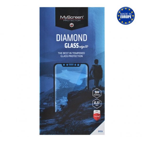 Sticlă de protecție pentru ecran MYSCREEN DIAMOND GLASS EDGE (copertă completă 3D, curbată, rezistentă la zgârieturi, 0,33 mm, 9H) NEGRU Apple iPhone X 5.8, Apple iPhone XS 5.8, Apple iPhone 11 Pro