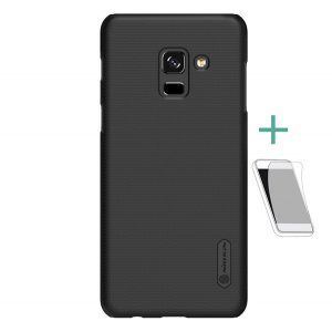 NILLKIN SUPER FROSTED plastic telefon protecție(cauciucat suprafață aspră + ecran protecțieFolie) negru Samsung Galaxy A8 Plus (2018) SM-A730F