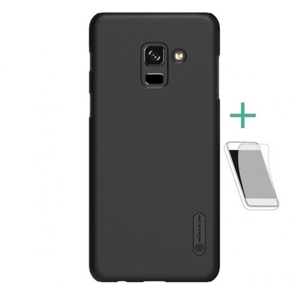 NILLKIN SUPER FROSTED plastic telefon protecție(cauciucat suprafață aspră + ecran protecțieFolie) negru Samsung Galaxy A8 Plus (2018) SM-A730F