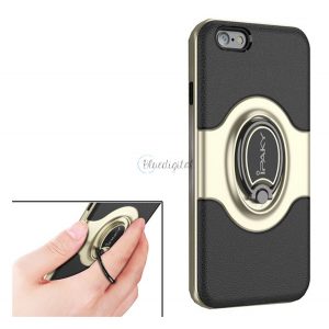 Protector de telefon din plastic IPAKY (interior din silicon, inel de suport magnetic pentru telefon, rotativ 360°) GOLD Apple iPhone 6S Plus 5.5, Apple iPhone 6 Plus 5.5