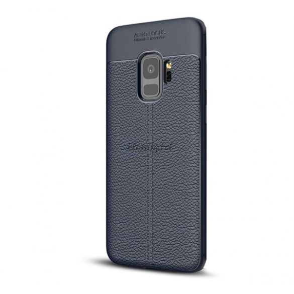 Protectie din silicon pentru telefon (rezistenta la impact mediu, efect piele, model de cusaturi) ALBASTRU INCHIS Samsung Galaxy S9 (SM-G960)