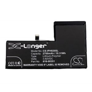 Baterie CAMERON SINO Li-Polymer (3.82V/2700mAh, compatibil cu Apple 616-00351) NEGRU Apple iPhone X 5.8