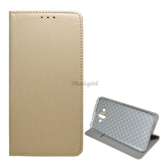 Carcasa in picioare, efect piele (FLIP, deschidere laterala, functie suport de masa, model romb) GOLD Huawei Mate 10