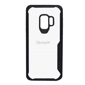 Protectie de telefon din plastic IPAKY (cadru din silicon, rezistenta medie la impact, spate transparent) NEGRU Samsung Galaxy S9 (SM-G960)