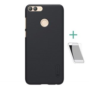 NILLKIN SUPER FROSTED plastic telefon protecție(cauciucat suprafață aspră + ecran protecțieFolie) negru Huawei P Smart (2018)