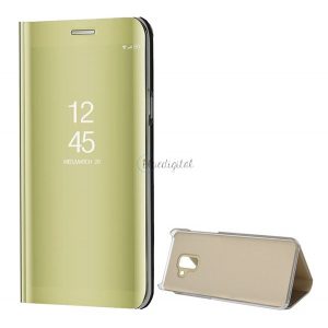 Husă în picioare (FLIP activ, deschidere laterală, funcție de suport pentru desktop, suprafață oglindă, husă Mirror View) GOLD Samsung Galaxy A8 Plus (2018) SM-A730F