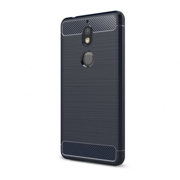 Husă silicon pentru telefon (rezistent la impact mediu, călcâi pernă de aer, periat, model de carbon)