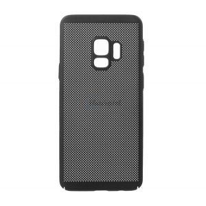 Protectie din plastic pentru telefon (cauciucat, model perforat) NEGRU Samsung Galaxy S9 (SM-G960)