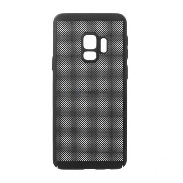 Protectie din plastic pentru telefon (cauciucat, model perforat) NEGRU Samsung Galaxy S9 (SM-G960)