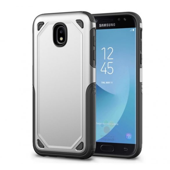 Protector de telefon din plastic Defender (rezistent mediu la impact, interior din silicon, ultra subtire) ARGINT Samsung Galaxy J3 (2017) SM-J330 EU