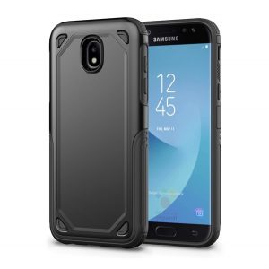 Protecție din plastic pentru telefon Defender (rezistență medie la impact, interior din silicon, ultra-subțire) negru Samsung Galaxy J3 (2017) SM-J330 EU