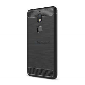 Protectie din silicon pentru telefon (rezistenta la impact mediu, colt cu perna de aer, periat, model carbon) NEGRU Nokia 7