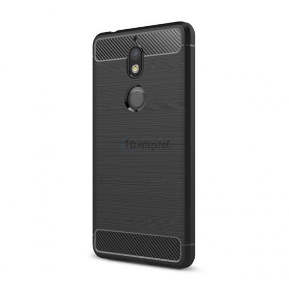 Protectie din silicon pentru telefon (rezistenta la impact mediu, colt cu perna de aer, periat, model carbon) NEGRU Nokia 7